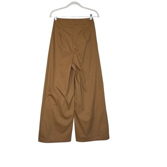 Amy Lynn Camel High Waist Wide-Leg Cotton Trousers| S - Picture 4 of 10